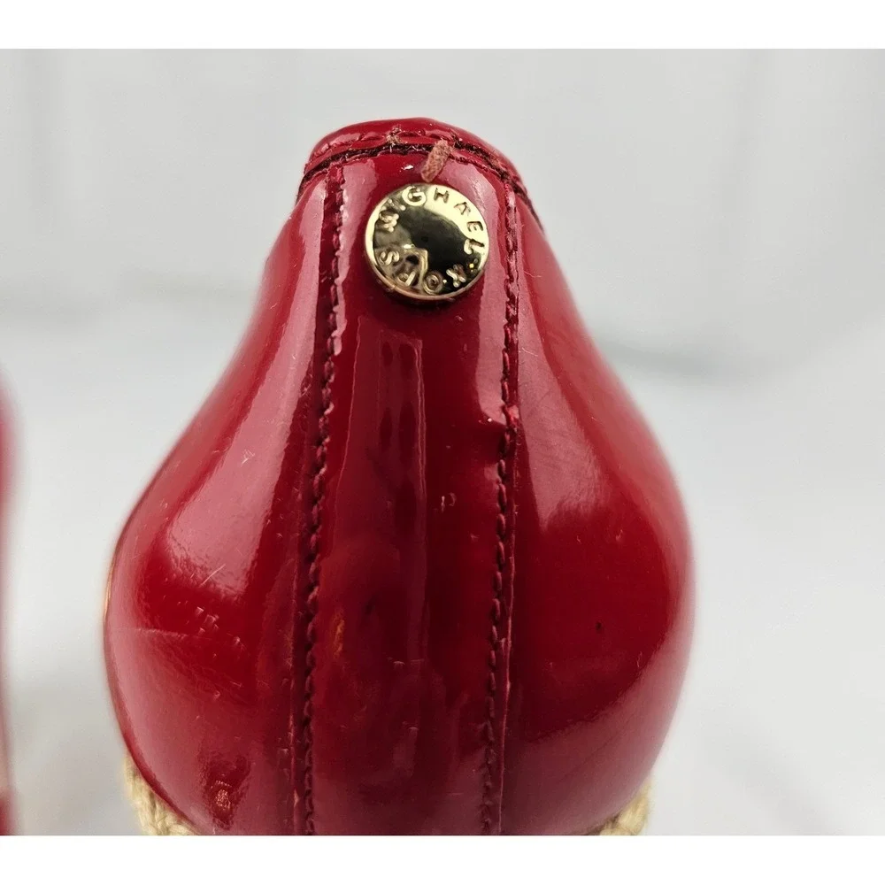 Michael Kors Red Patent Leather Espadrille Platform Wedge Heels Shoes Size‎ 7.5